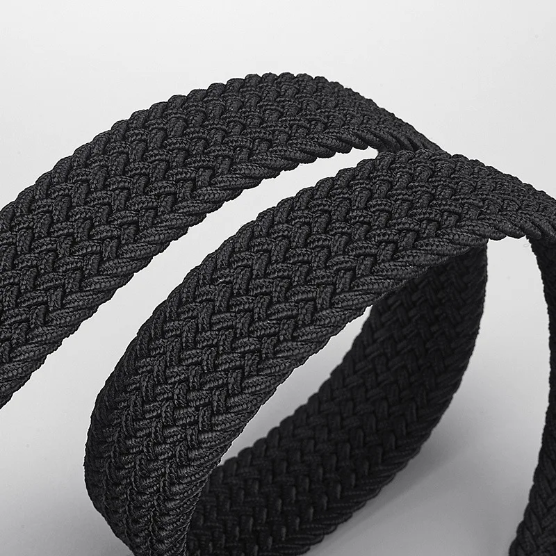 Unisex Woven Elastic Belt Men Luxury Women Belt Designer Men Alloy Pin Buckle Waist Straps Belts No Hole Cinturones Luxury Mujer