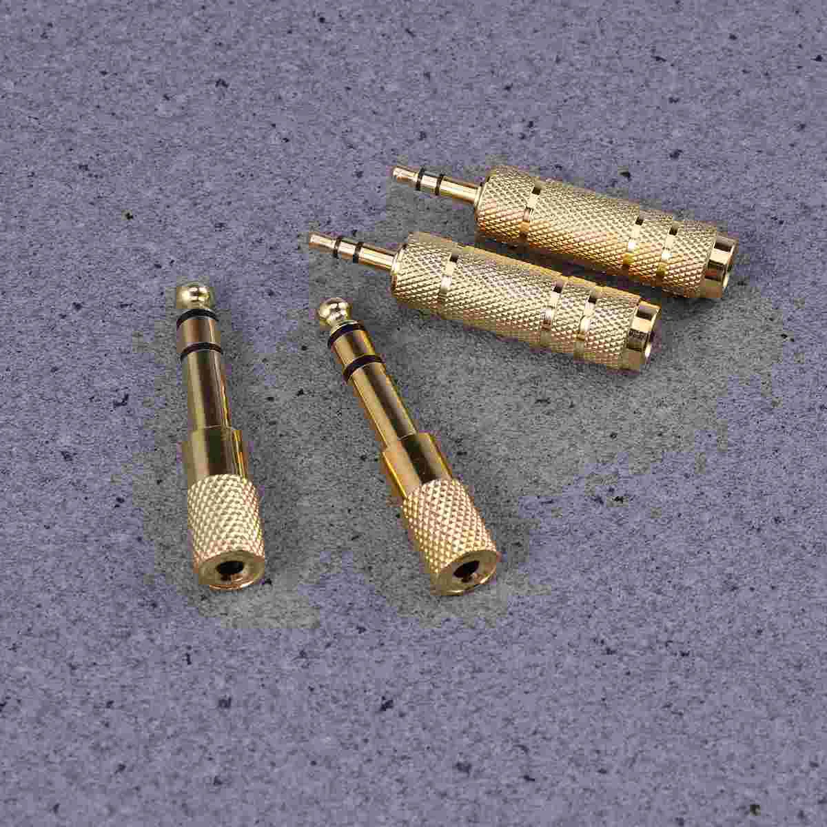 4 Pcs 65mm Male to 35mm Female Stereo Audio Adapter Gold Plated Headphone Jack Plug Converter for Headphone Audio Earphone Mic