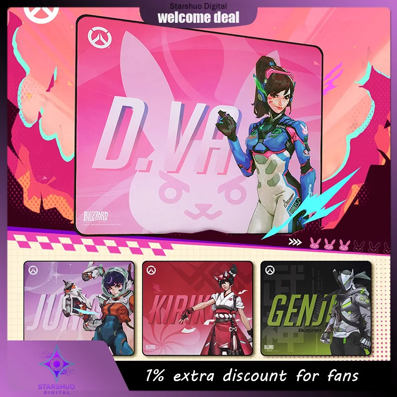 

Esports Mouse Pad Overwatchh JUNO D.va Kiriko Genji 490 X 420MM Gaming Mouse Pad Unisex for Men and Women