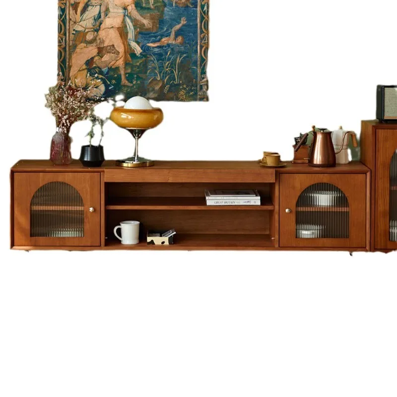 Mobile TV nordico retrò in legno massello combinazione tavolino moderno semplice piccolo appartamento mobile TV soggiorno pavimento domestico