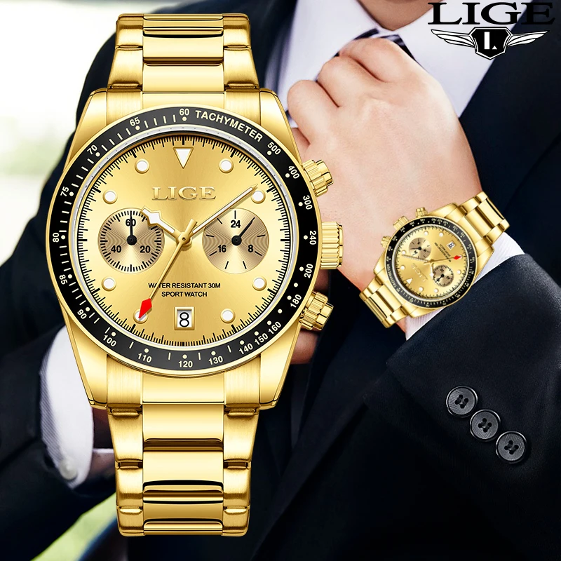 LIGE New Fashion Quartz Man Watch Casual Sport Brand Luxury Business Luminous Watch for Men Waterproof Wristwatch Date Clock+Box