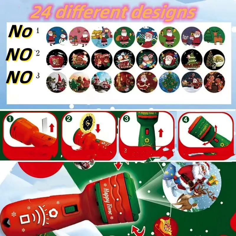 1 Pcs Kids Christmas Gift Torch Lamp Toy Children's Baby Early Education Cartoon Fun Santa Claus Luminous GIFT Cheap
