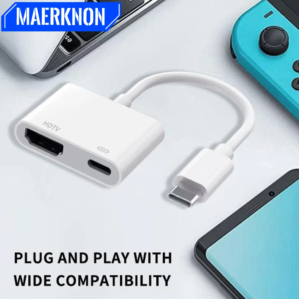 

Адаптер-сплиттер USB Type C на HDMI, 4K, 60 Гц, 2 в 1, конвертер быстрой зарядки Type-C для MacBook Air Pro, аксессуары для ПК
