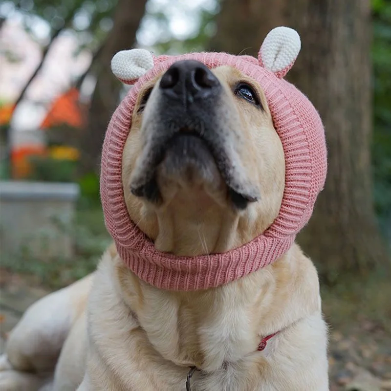 Quality Hight Knit Pet Cap Hat for Medium Large Dogs Winter Warm Big Dog Headwear Headgear French Bulldog Costume Accessories