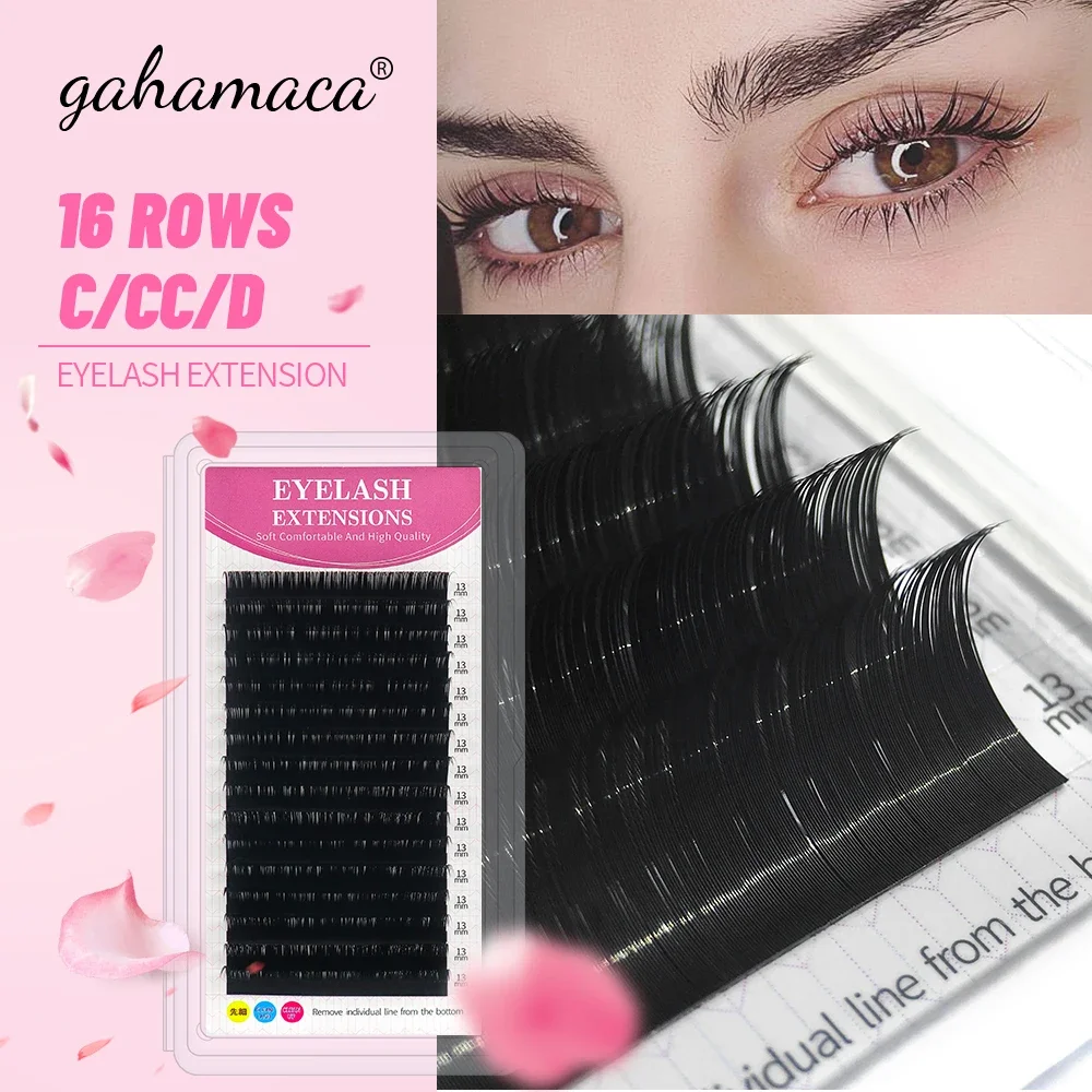 

GAHAMACA wholesale 16rows/tray Mink lash extension soft natural individual eyelashes extensions faux lash cils maquiagem cilios