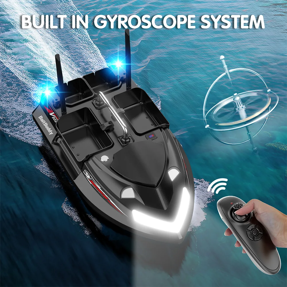 4 Hoppers 3KG Loading Capacity With 500M Large RC Fishing Bait Boat Dual Antenna Fixed Speed Cruise Remote Control Nesting Boat