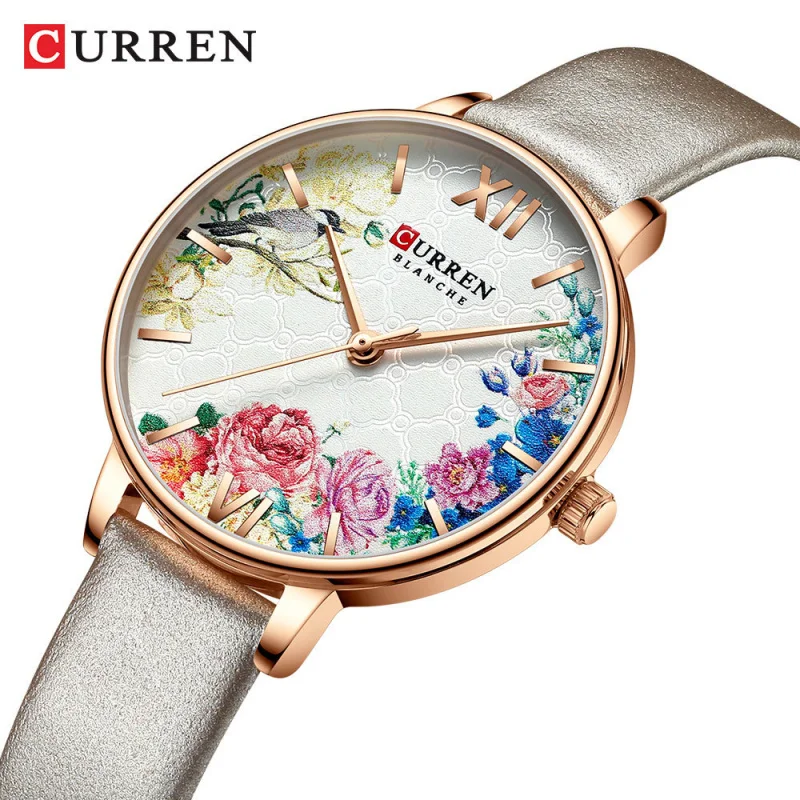 Часы Curren 9059, водонепроницаемые кварцевые часы с кожаным ремнем, модные повседневные часы для внешней торговли, женские часы