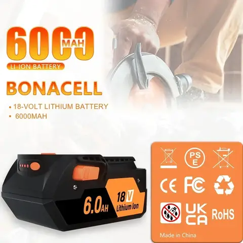 RIDGID AEG R840087 R840085 L1815R L1850R L1830R R840083 시리즈 무선 전동 공구용 18V 6.0AH 리튬 이온 배터리
