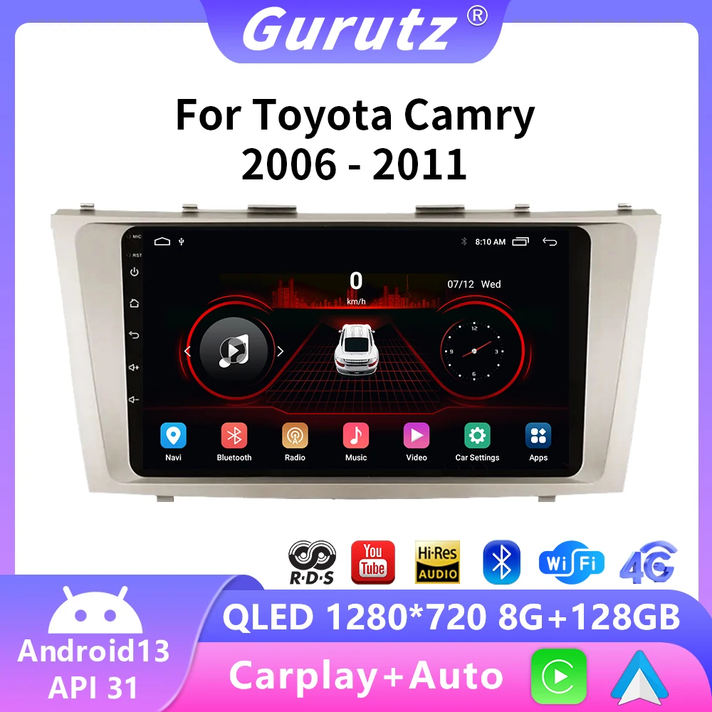 

2din Android 13 Автомобильный радиоприемник Мультимедийный видеоплеер для Toyota Camry 7 XV 40 50 2006-2011 Навигация GPS 4G Carplay Авто головное устройство