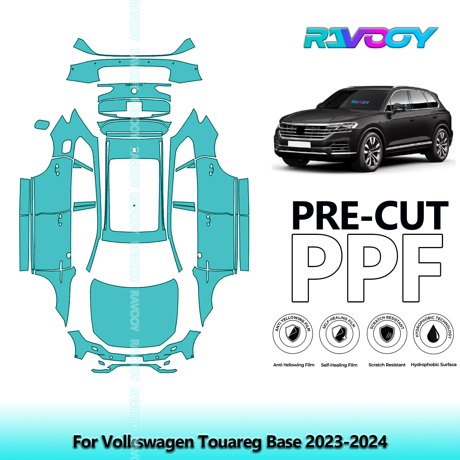 

Full Vehicle Clear Bra Precut PPF Paint Protection Film For Volkswagen Touareg Base 2023-2024