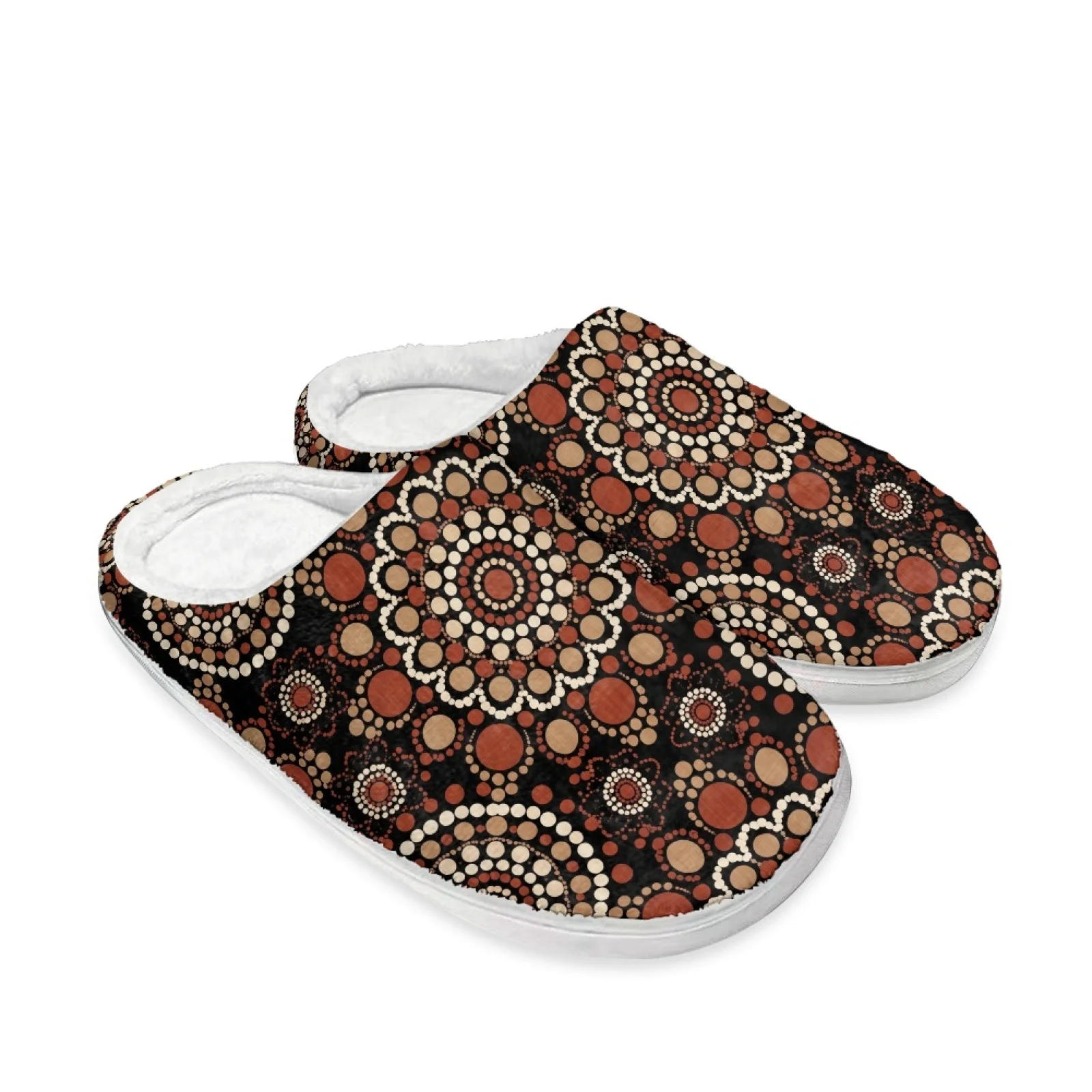 PENSTROLL Circular Dot Pattern Slip On Warm Slippers College Dorm Slippers Women Cozy House Shoes That Don't Rub Top Of Foot
