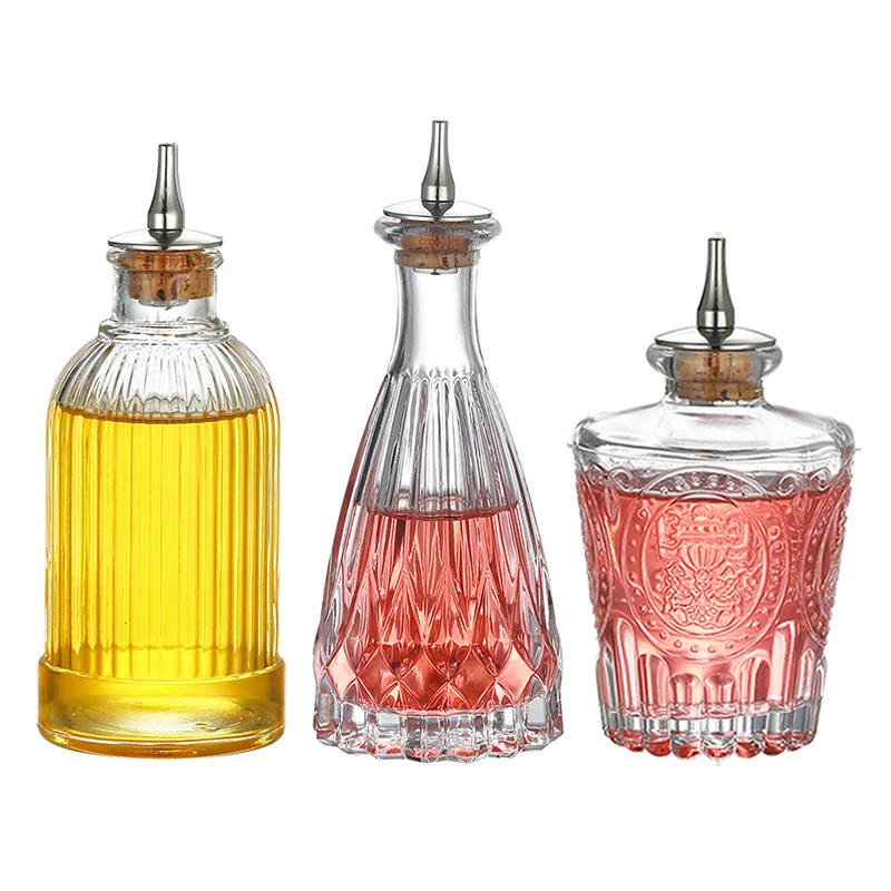 Garrafa amargo para coquetel-garrafa amargo para coquetel, 200ml /150ml/ 130ml, garrafa de vidro dros com tampa em aço inoxidável