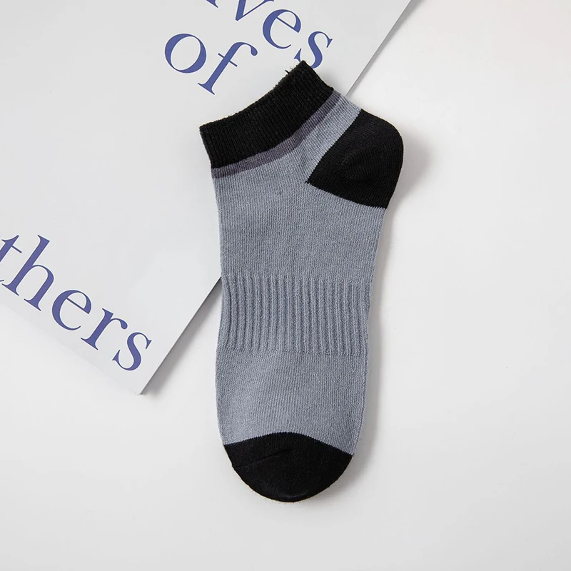 10 Pairs Men Socks Spring Summer Patchwork Color Cotton Men's Short Tube Socks Sports Casual Shallow Mouth Socks Ankle Socks