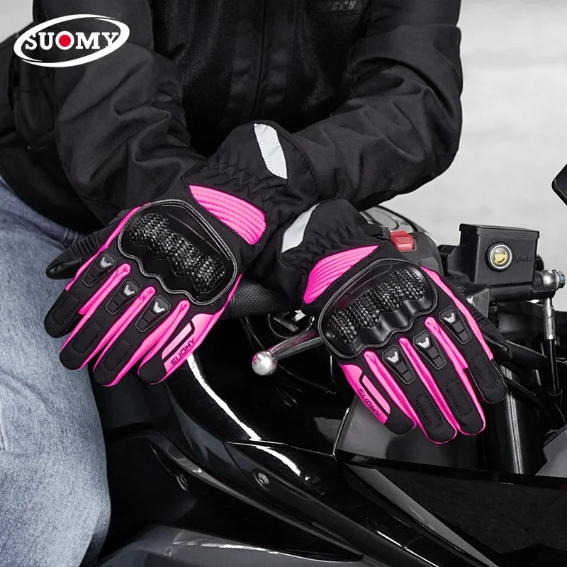SUOMY الشتاء الحضرية ركاب الدافئة المضادة للانزلاق لمس قفازات للدراجات النارية يندبروف مقاوم للماء المضادة للسقوط سباق موتوكروس قفازات