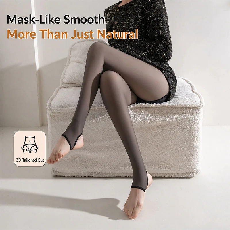 Thicken Thermal Tights Women Leggings High Waist Elastic Slim Sexy Black Translucent Pantyhose Winter Plus Velvet Warm Stockings