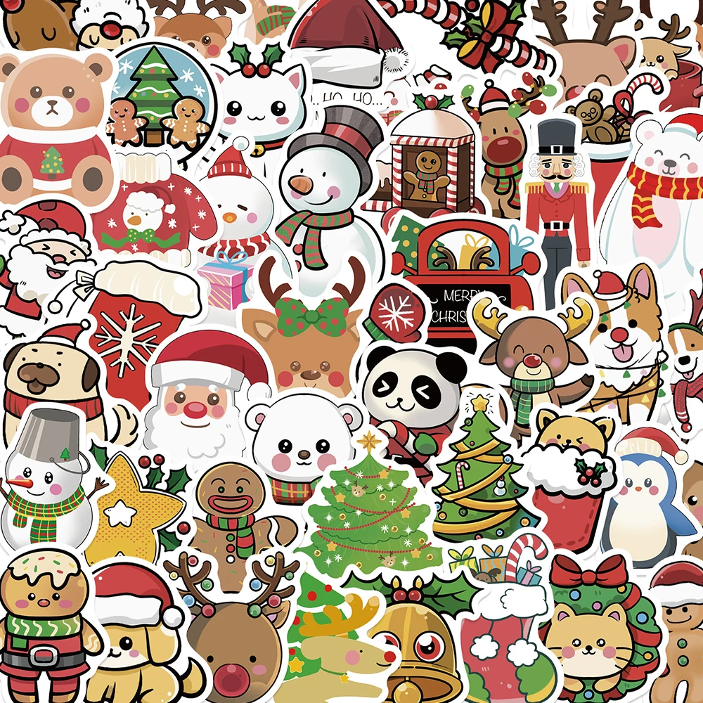 10/30/50 stücke Kawaii Cartoon Weihnachten Santa Claus Graffiti Aufkleber Dekoration DIY Kühlschrank Laptop Label Aufkleber Weihnachten Geschenke