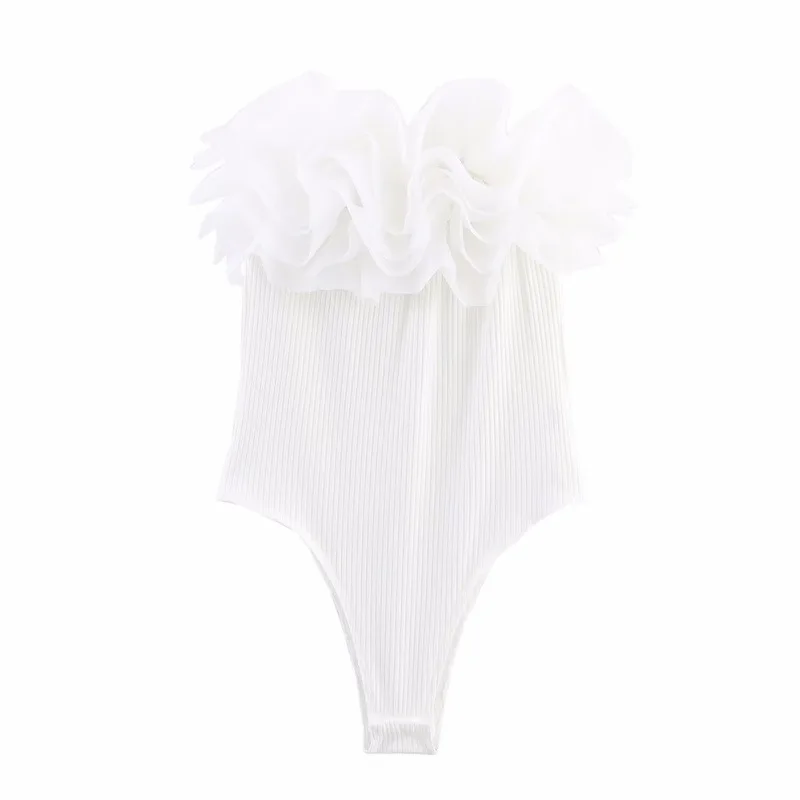 Tutina monopetto aderente a costine decorativa laminata con nastro alla moda