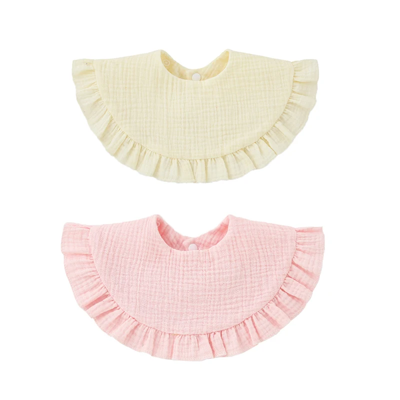 2PCS Newborn Baby Baby Stuff Items Gauze Bib 4 Layer Pure Cotton 360 Degree Round Solid Color Baby Apron for Children Gifts