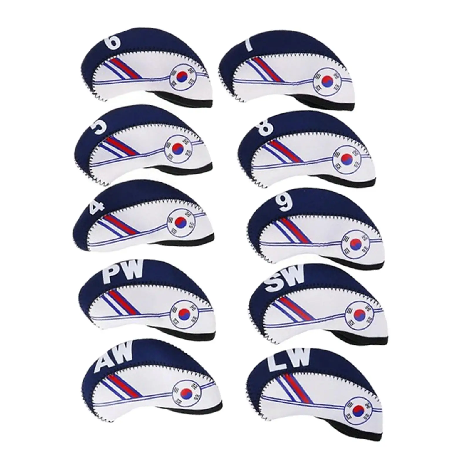 

10Pcs Universal Golf Club Head Cover Golf Iron Covers Numbers Printed Wrap Sleeve Head Socks Irons Putter Men Golfers
