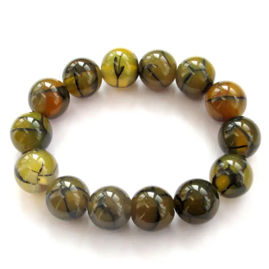 

14MM Handmade Dragon-patterned agate bead bracelet,men's cuff button bracelet,Ramadan prayer bead,women's meditation