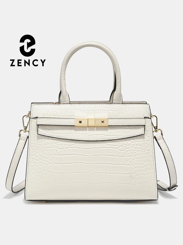 

Zency Женские модные сумки из коровьей кожи, сумка из натуральной кожи с верхней ручкой для работы, роскошная дизайнерская текстура, сумка через плечо для мамы, верхняя сумка
