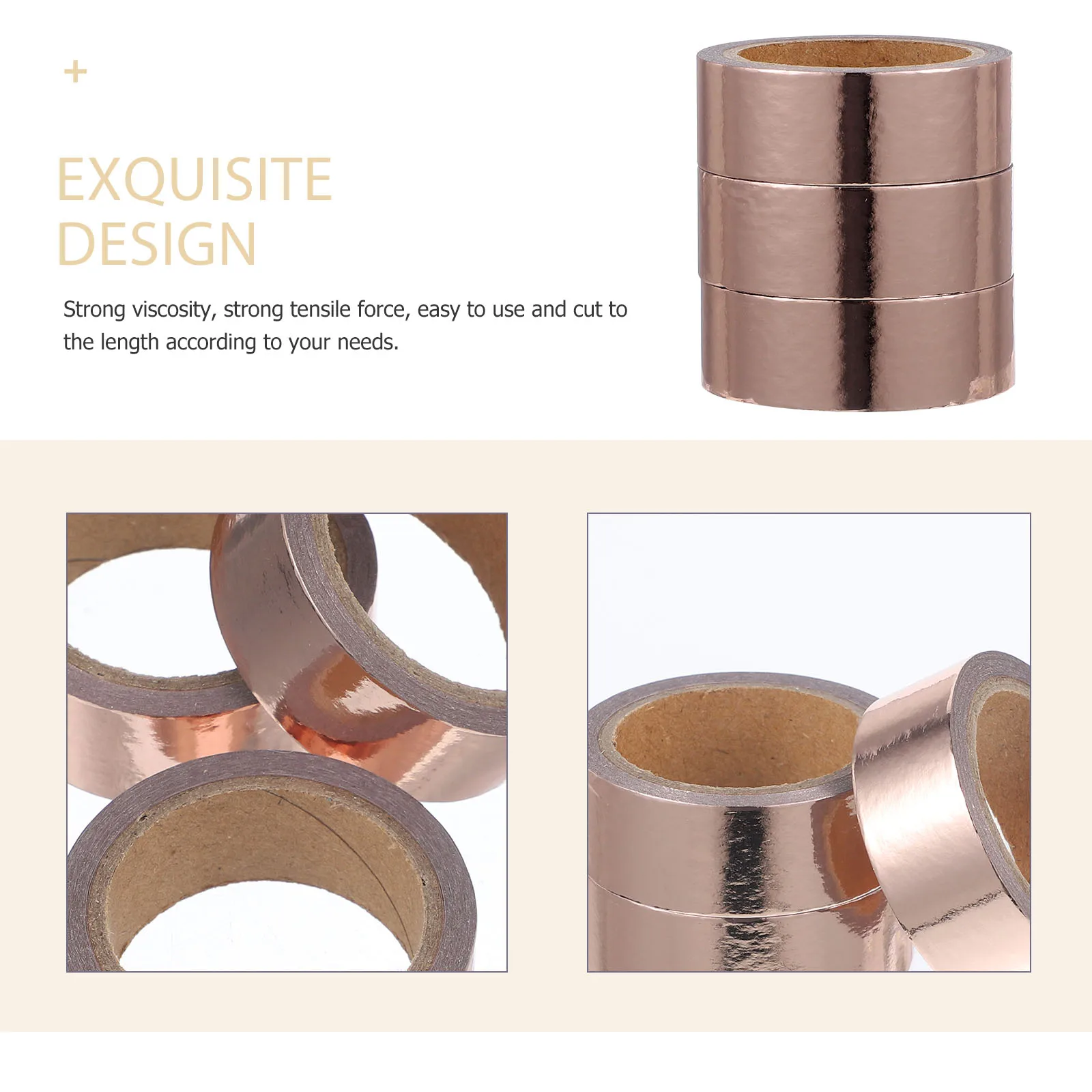 

3 Rolls Washi Tapes Decoration Metal Solid Paper Journal Stickers Scrapbook