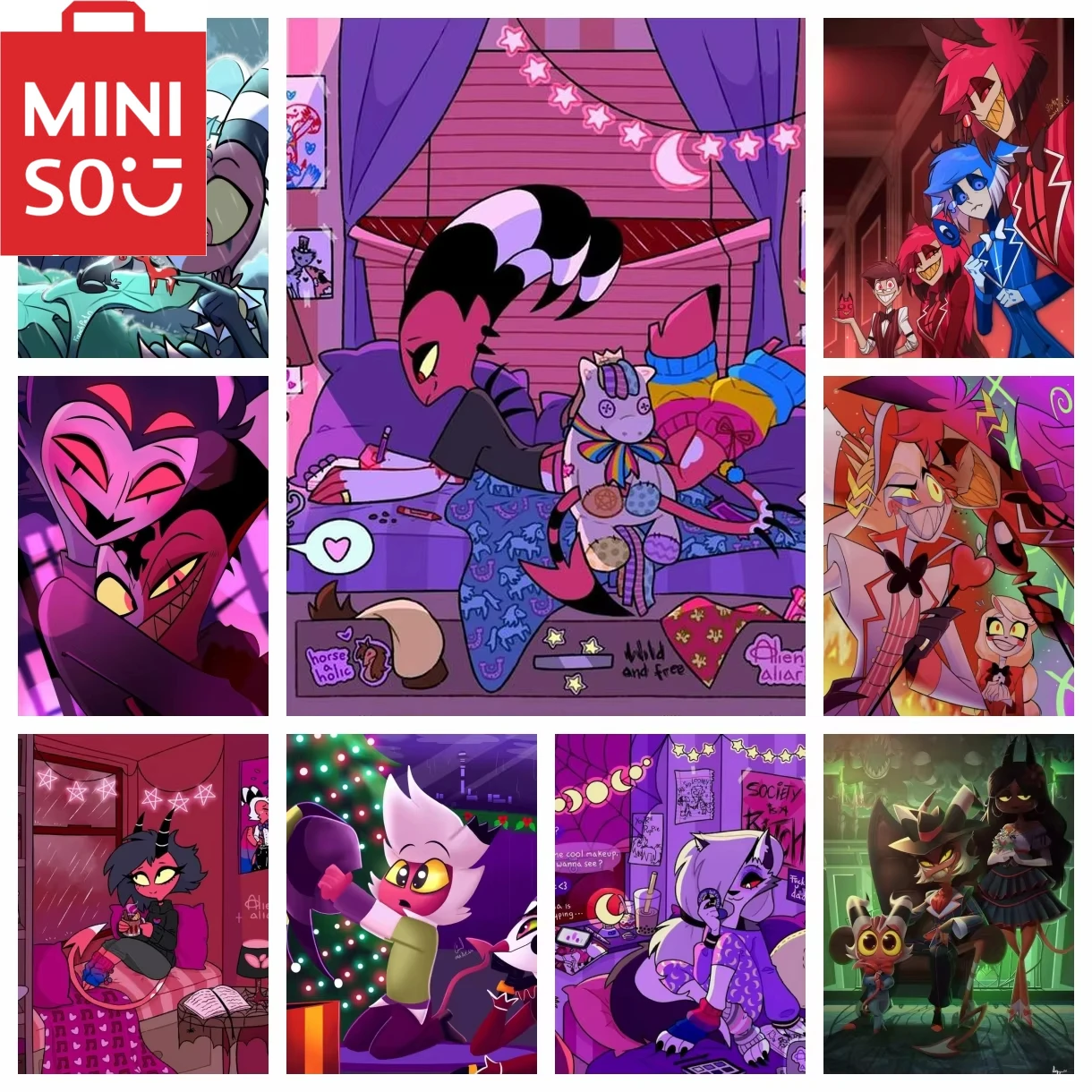 

MINISO DIY Oil Painting By Number Hazbin Cartoon Hotel Home Decoration Wall Bedroom Living Room Decor Funny Gift Frameelss