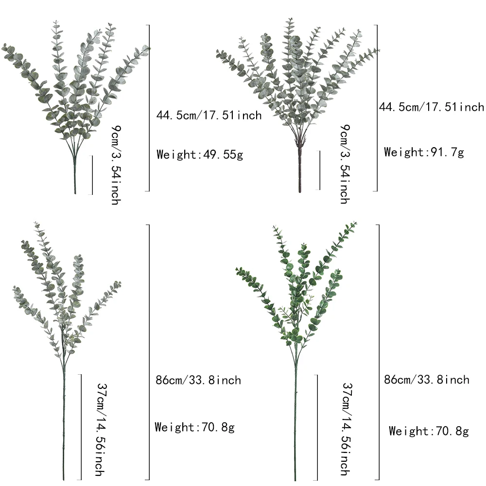 نباتات اصطناعية أوراق الأوكالبتوس فروع أوراق خضراء الزهور إكليل باقة محور ديكورات زفاف للمنزل زهرية حلية #2
