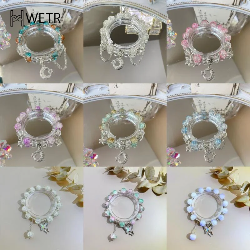 Colorful Gradient Crystal Butterfly Bracelet Trendy Moon Tassels Jewelry Unique Gift Choice for Birthday Anniversaries