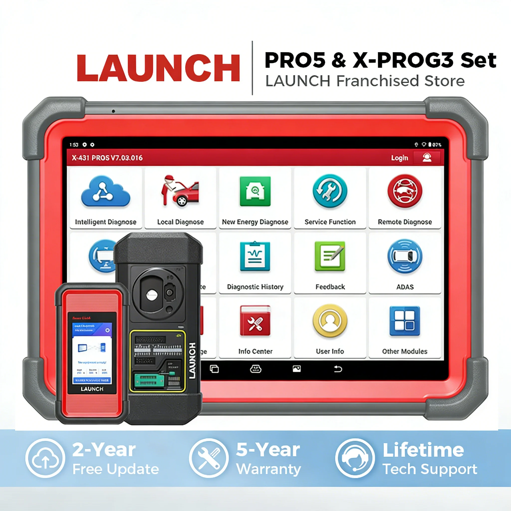 LAUNCH X431 PRO5 & X-PROG3 Key Programming Tool Set PRO 5 Smartlink Car Diagnstic Tool All Key Lost IMMO Immobilizer Scanner