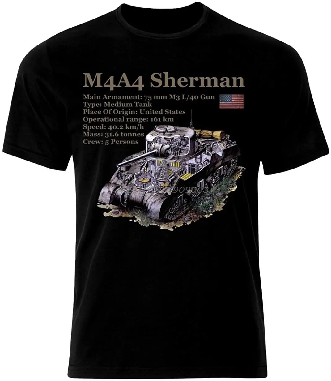 American M4A4 Sherman Tank T-Shirt The Second World War Panzer Armure Cotton O-Neck Men's T Shirt New Tees Tops Streetwear