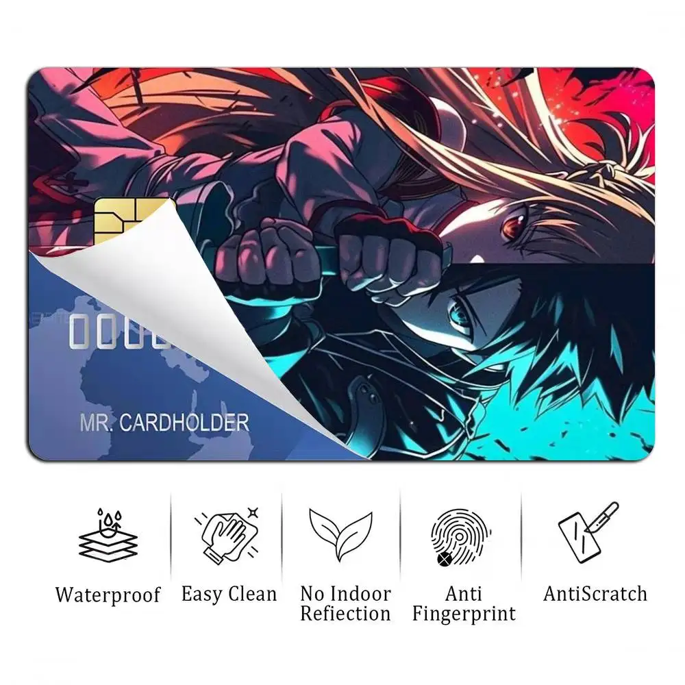 Kirito SAO Anime S-Sword Art O-Online Card Stickers for Bank Access Protective Waterproof Film Cover Sticker Gift