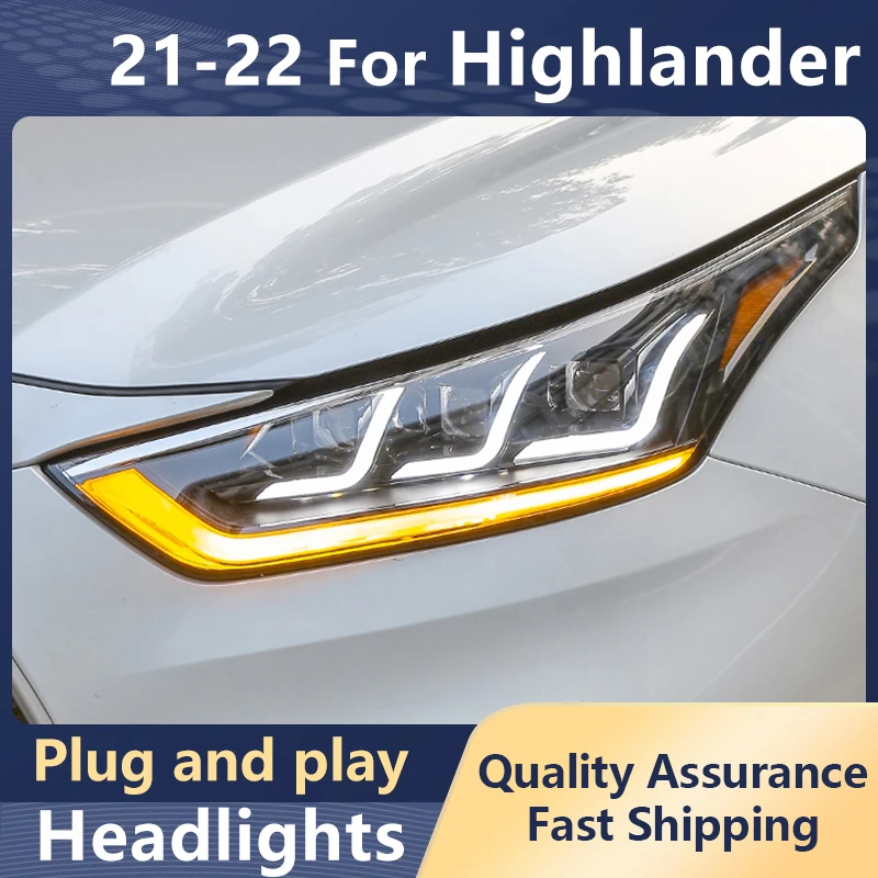 

Car Styling Headlights For Toyota Highlander 2021-2022 LED DRL Turn Signal High Beam Xenon Projector Lens Auto Accessories