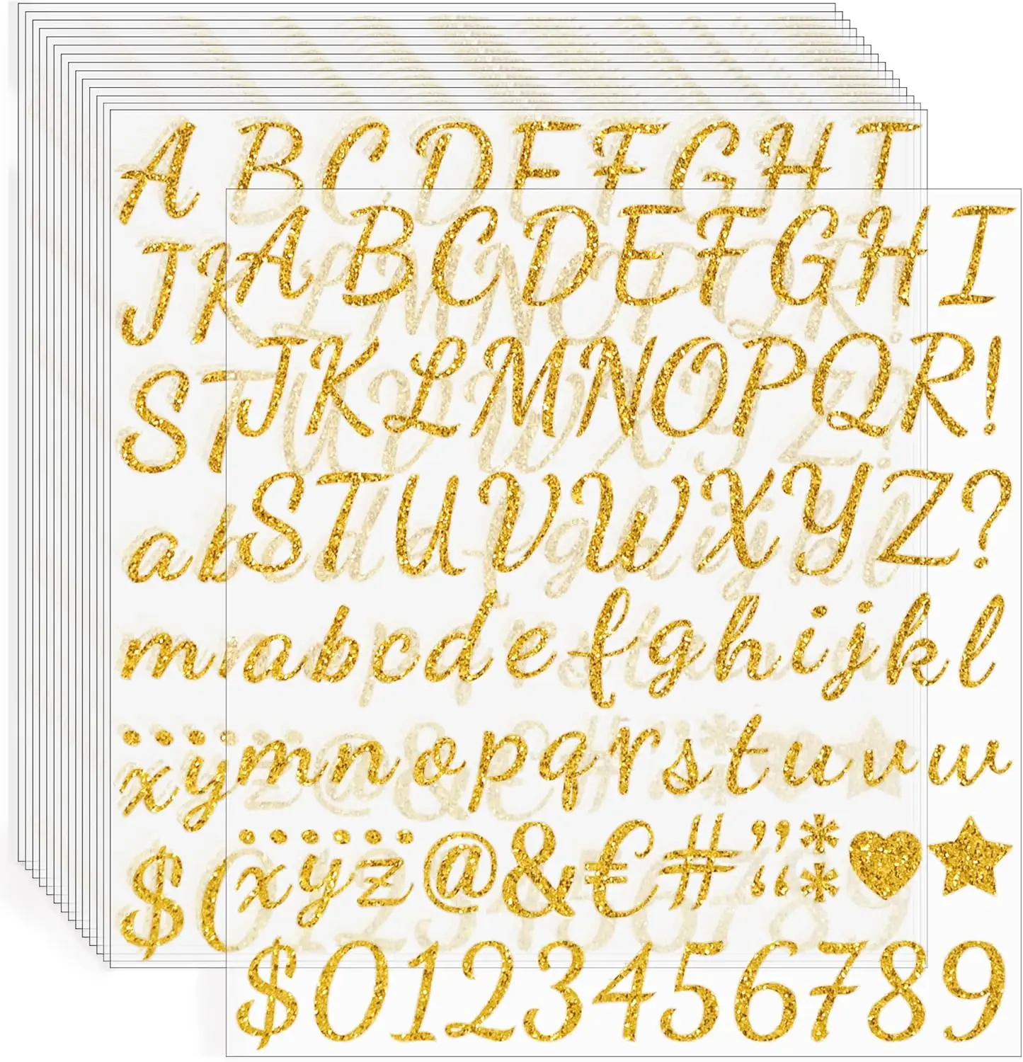 

1245Pcs/15 Sheets Self-Adhesive Glitter Number Letter Stickers for Scrapbook Water Bottles Graduation Cap Crafts Mailbox Sign