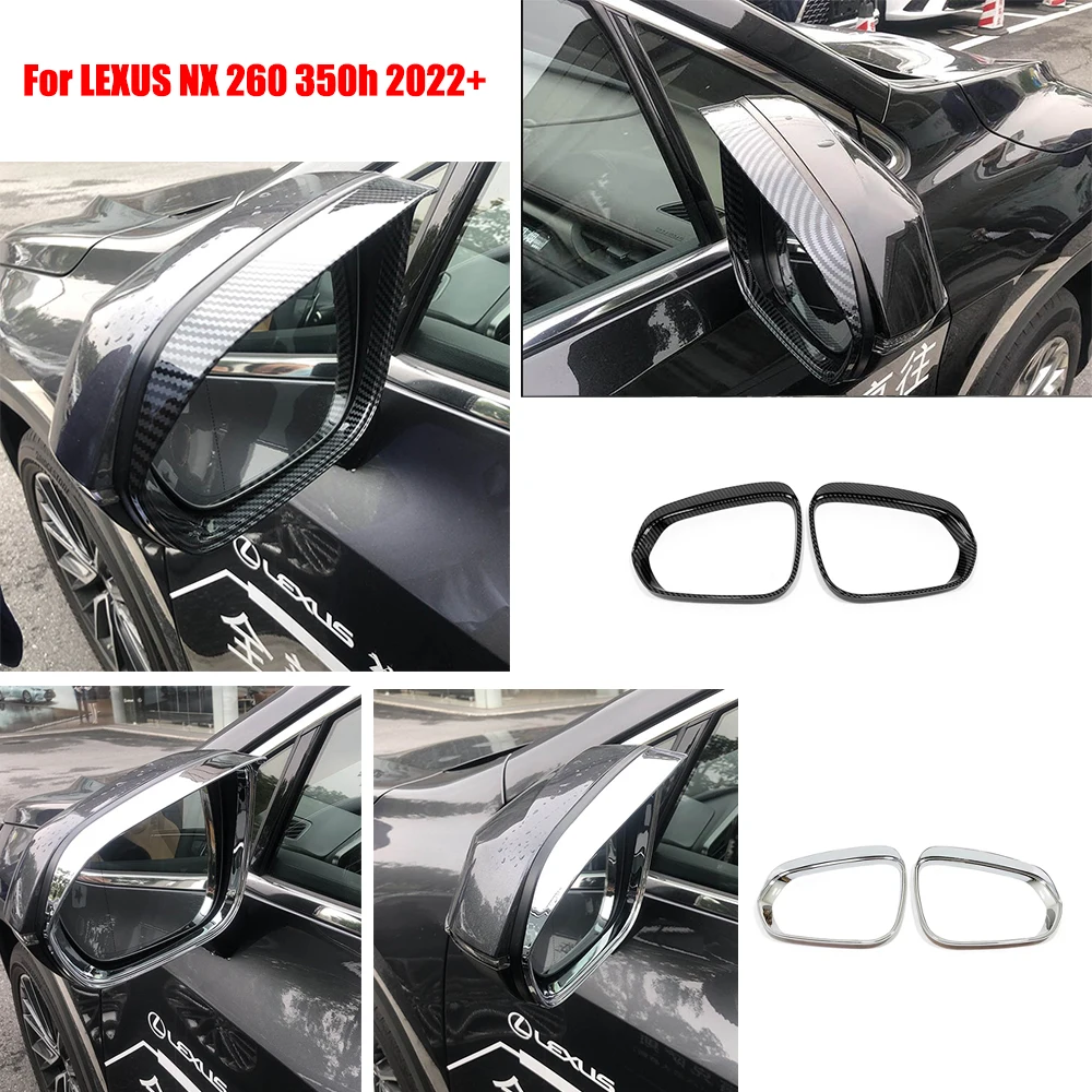 

For LEXUS NX 260 350h NX260 NX350h 2022 2023 ABS Chrome Car rearview mirror block rain eyebrow Cover Trim Molding Accessories