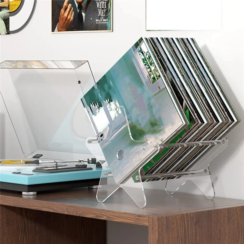 ビニールレコード収納スタンド、シングルアルバムとゲートフォールドアルバム用のクリアCDオーガナイザーホルダー、アクリル