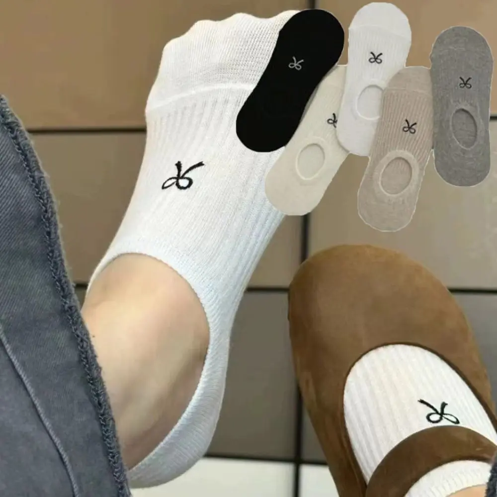 Новинка, дышащие однотонные носки-лодочки в английском стиле, Нескользящие тонкие милые чулки