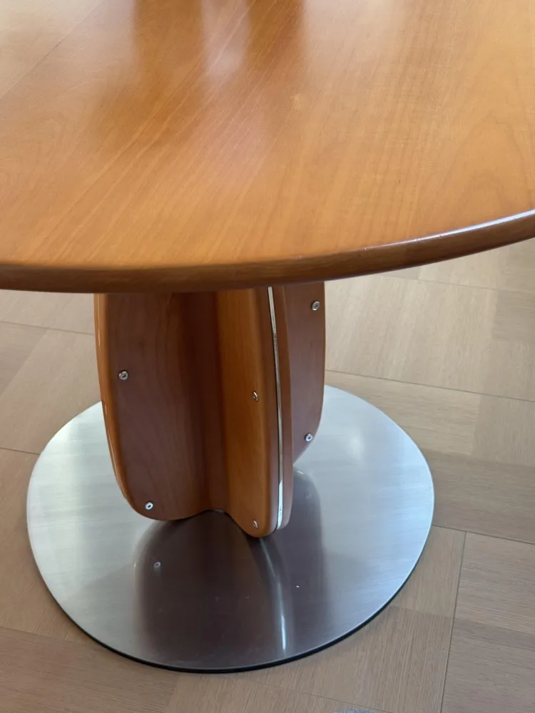 Medieval solid wood dining table and chair combination, high-end round dining table, modern simple walnut living room