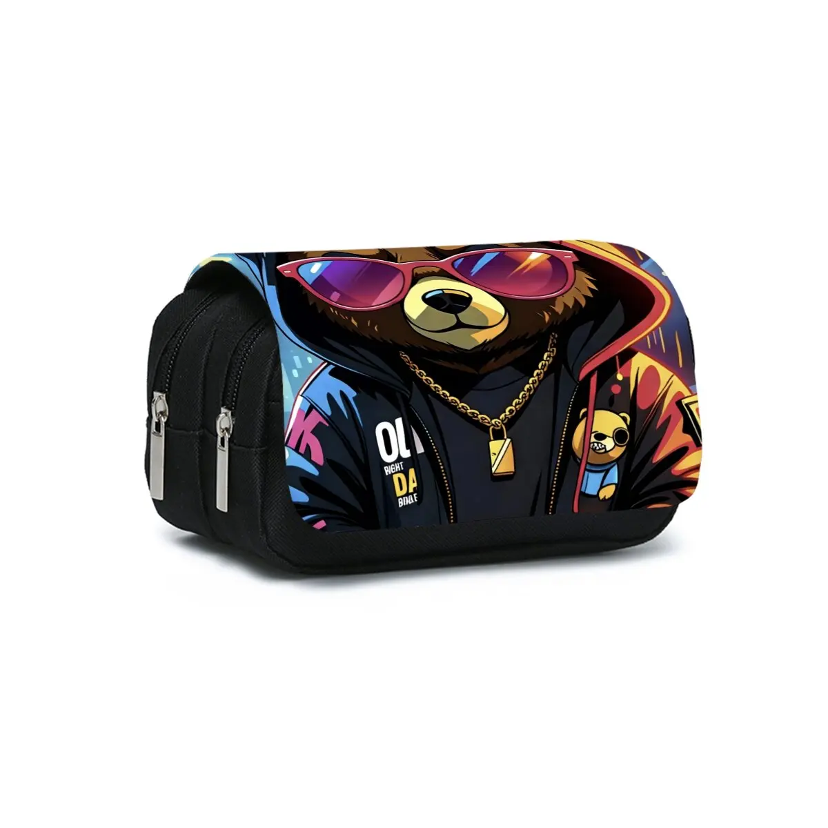 

Пенал-косметичка Graffiti Bear Double Flip для мальчиков и девочек, лучший подарок, 2D плоский мультяшный пенал, школьный пенал для детей