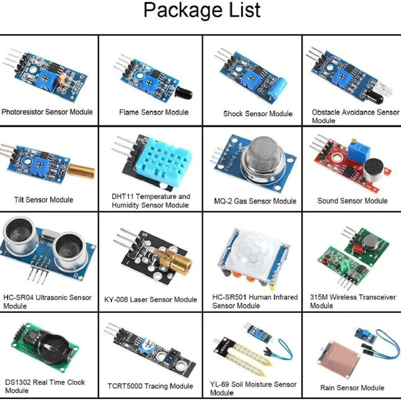 RaspberryPiセンサーKit16Species37-Beginnerのセンサースーツの紹介。1b/4bに適用され、適用されます。