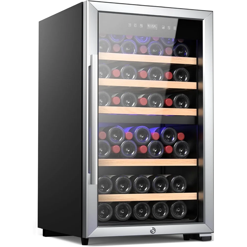 Wine Refrigerator 52 Bottles, Fast Cooling Low Noise No Fog, 20 Inch, 41F-68F Digital Temperature Control Compressor Wine Cellar