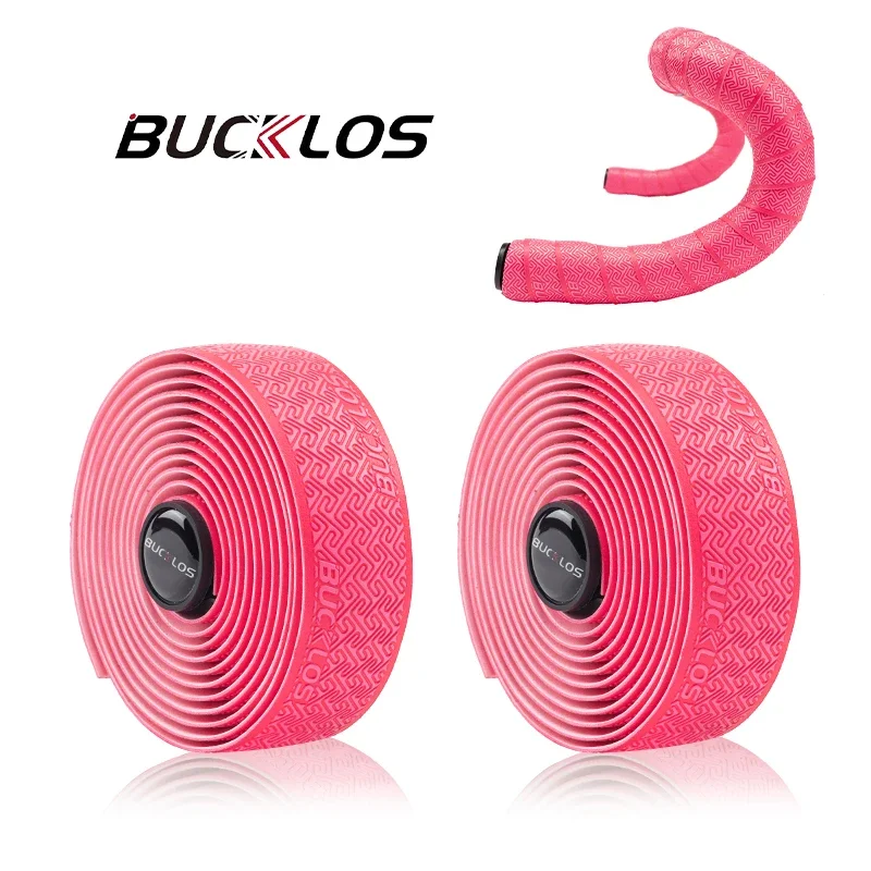 BUCKLOS Rennrad-Lenkerbänder PU Shock Fahrradlenkerband mit Lenkerendstopfen Anti-Rutsch-Anti-Vibrations-Wickelgürtel Bartape