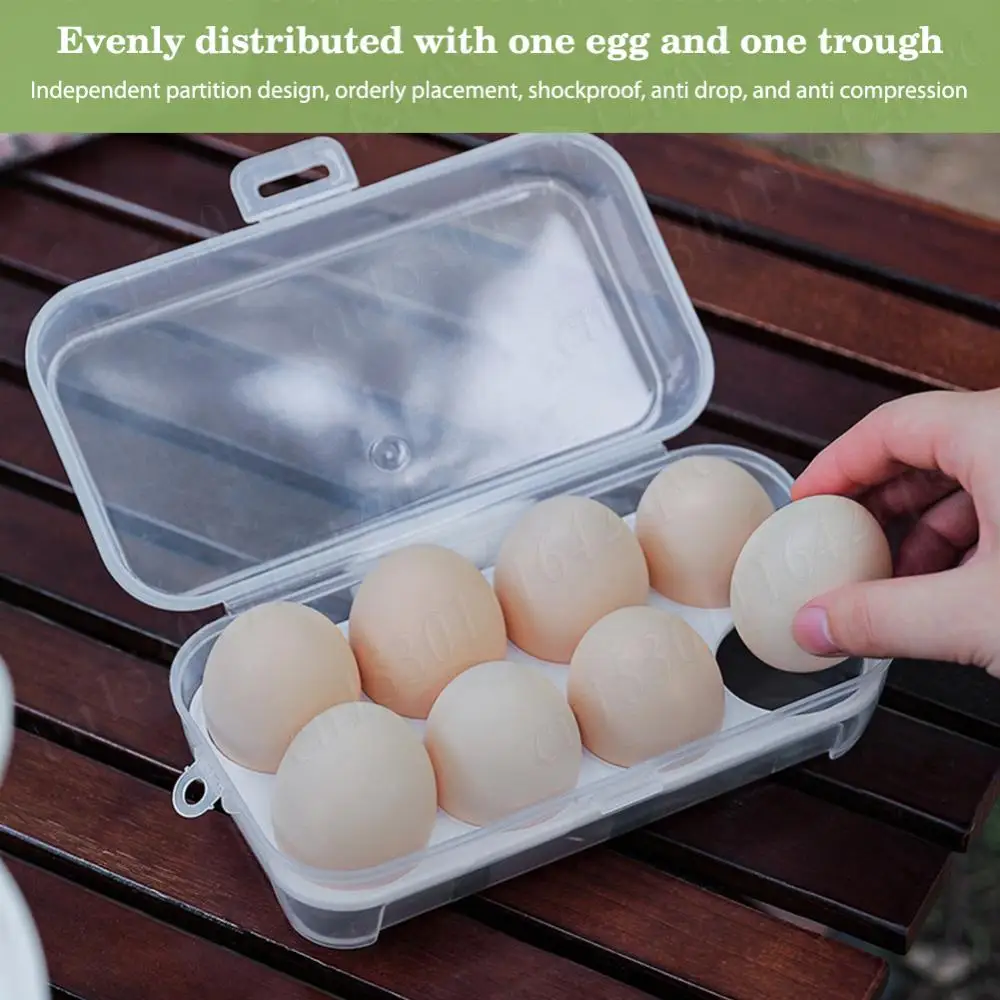 Portable Picnic Storage Containers Egg Holder PP Case with Lid 3/4/8 Grid Egg Tray Refrigerator Crisper Kitchen Organizer Drawer