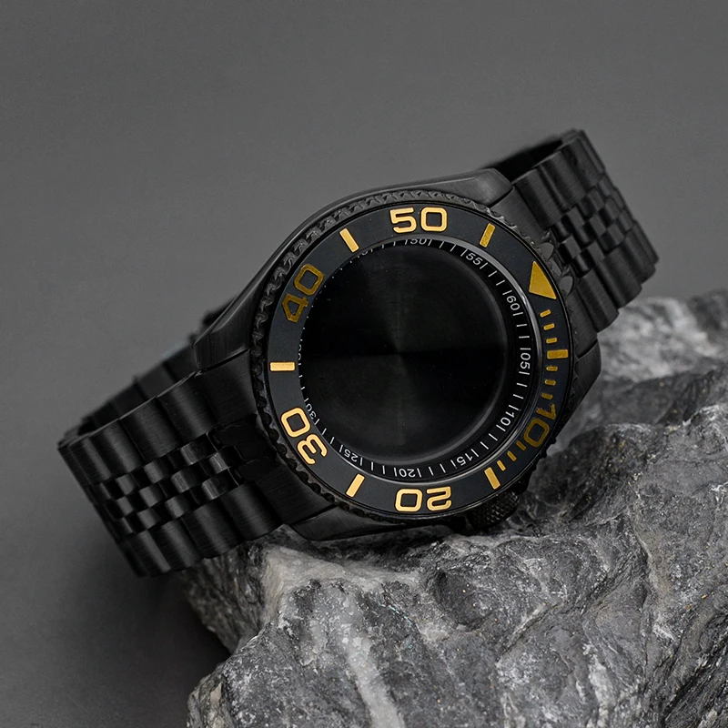 

NH35 Case 41MM Black Watch Case With Watch Strap Sapphire Glass Front cover Fit NH35 NH36 Movement High Quality Watch Parts