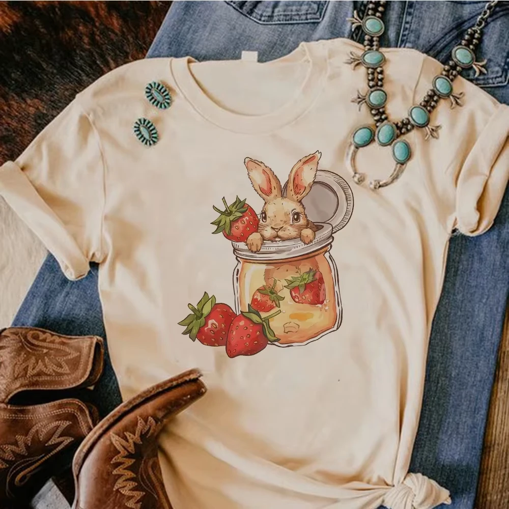 Strawberry Tee Women Summer Anime Comic T Shirt Girl Streetwear Japanese Clothes Aesthetic