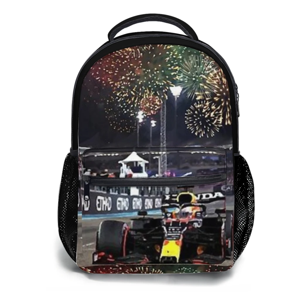 New Fashionable  Max Verstappen First world-ship-at Abu Dhabi Grand Prix in Backpack Bag Large Capacity Trendy Book Bag 17inch