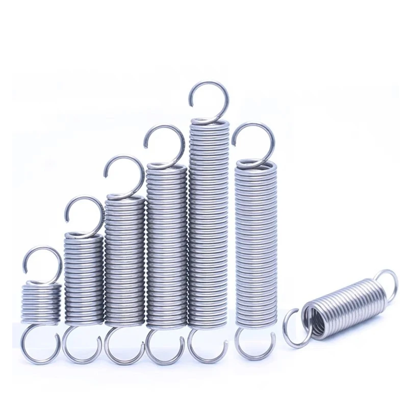 304 Stainless Steel Open S Hook Tension Spring 2mm Cylindroid Helical Draught Extension Expansion Tensile Spring Length 40-330mm