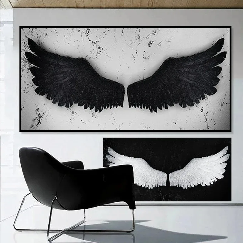 Nordic Feathers Angel Wings Posters and Prints Scandinavian Wall Art Canvas Painting Abstract Graffiti Decor Hotel Wall Pictures