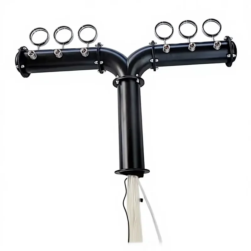 Matte Black Y Shaped Beer Tower with Six Taps, with LED Light