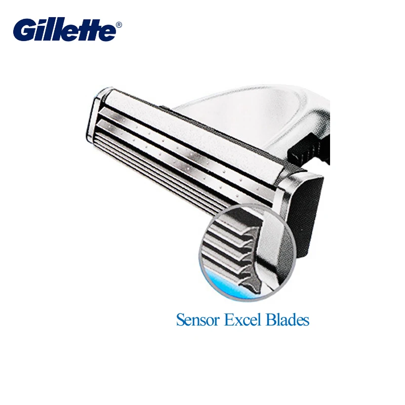 Gillette Sensor Excel-cuchillas de afeitar para hombre, cabezales de repuesto para afeitado de barba Facial, depilación de doble capa, para Vector 3